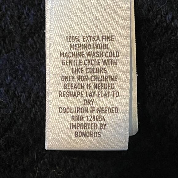 Bonobos Extra Fine Merino Wool Sweater Slim Small 1/4 Zip Blue Black Zip Zag - Picture 4 of 4